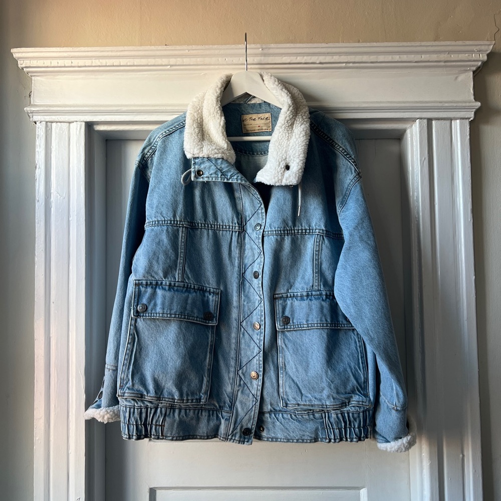 Free People Ariel Cozy Denim Bomber Jacket - Picture 2 of 9